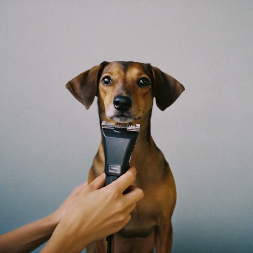 Clippers working through a small dog's coat